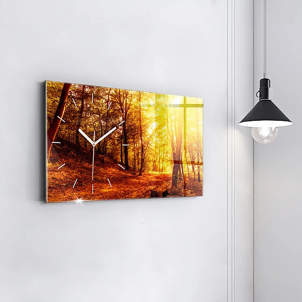 Horizontale Uhr mit motiv Waldlandschaft in der Sonne