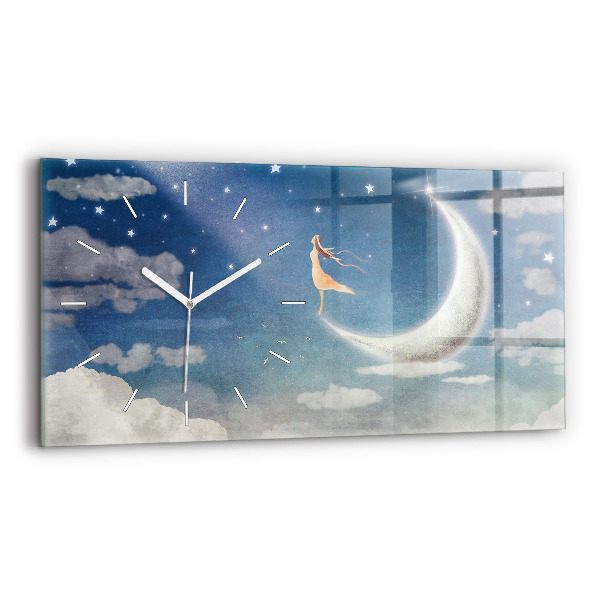 Horizontale Uhr mit motiv Mädchen auf dem Mond