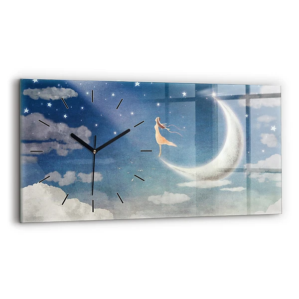 Horizontale Uhr mit motiv Mädchen auf dem Mond