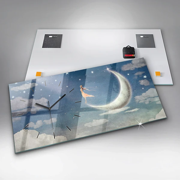 Horizontale Uhr mit motiv Mädchen auf dem Mond