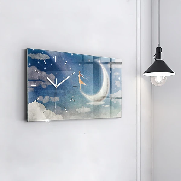 Horizontale Uhr mit motiv Mädchen auf dem Mond