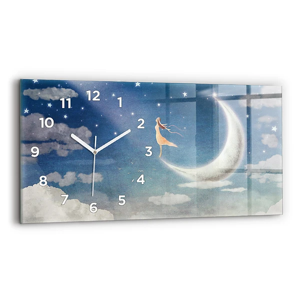 Horizontale Uhr mit motiv Mädchen auf dem Mond