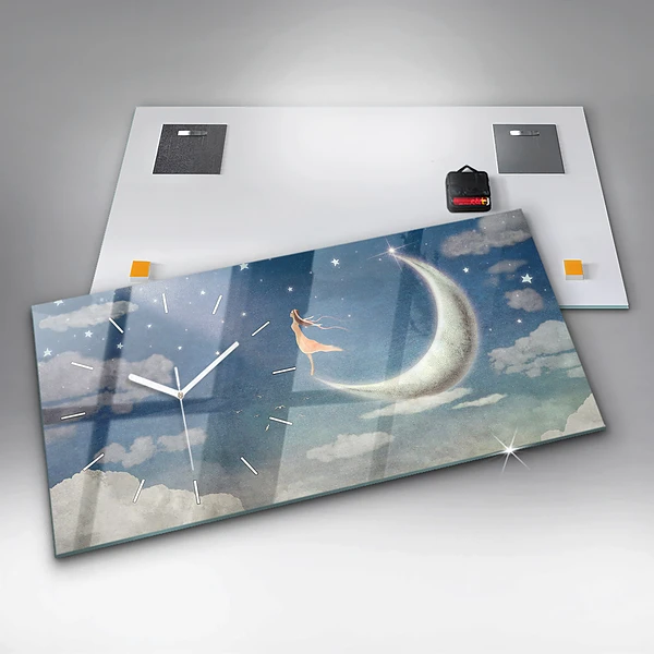 Horizontale Uhr mit motiv Mädchen auf dem Mond