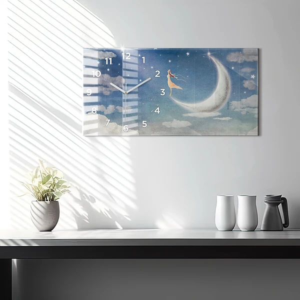 Horizontale Uhr mit motiv Mädchen auf dem Mond
