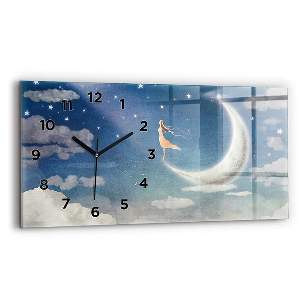 Horizontale Uhr mit motiv Mädchen auf dem Mond