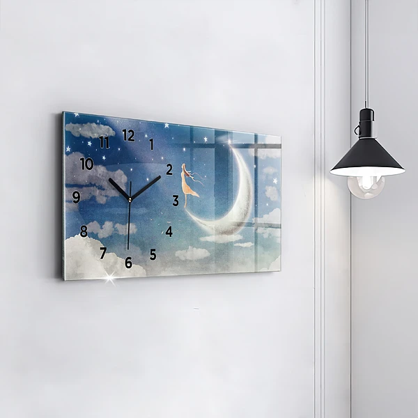 Horizontale Uhr mit motiv Mädchen auf dem Mond