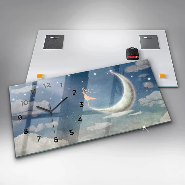 Horizontale Uhr mit motiv Mädchen auf dem Mond