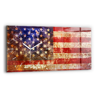 Horizontale Uhr mit motiv US-Flagge im Vintage-Stil