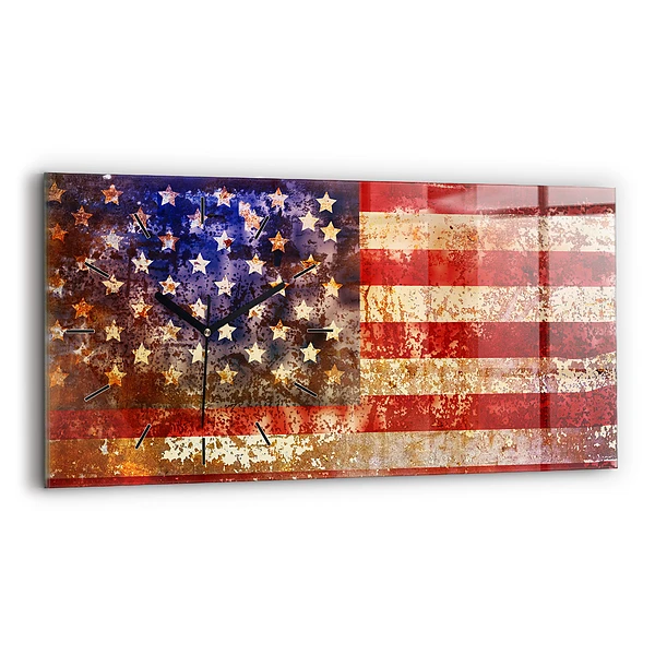 Horizontale Uhr mit motiv US-Flagge im Vintage-Stil