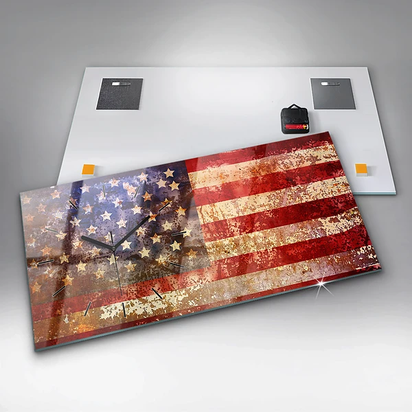 Horizontale Uhr mit motiv US-Flagge im Vintage-Stil