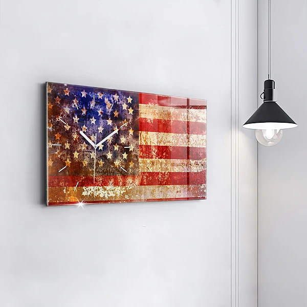 Horizontale Uhr mit motiv US-Flagge im Vintage-Stil