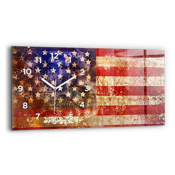 Horizontale Uhr mit motiv US-Flagge im Vintage-Stil