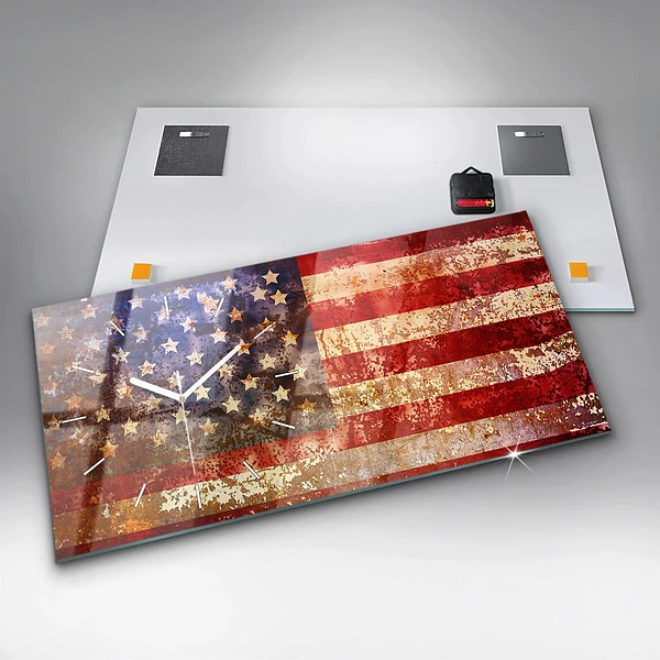 Horizontale Uhr mit motiv US-Flagge im Vintage-Stil