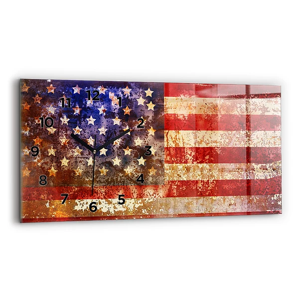 Horizontale Uhr mit motiv US-Flagge im Vintage-Stil