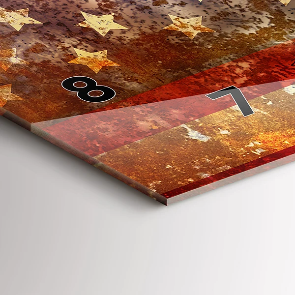 Horizontale Uhr mit motiv US-Flagge im Vintage-Stil