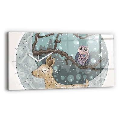 Horizontale Uhr Nächtliche Tiere Mond