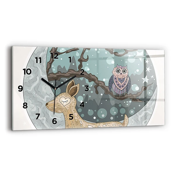 Horizontale Uhr Nächtliche Tiere Mond