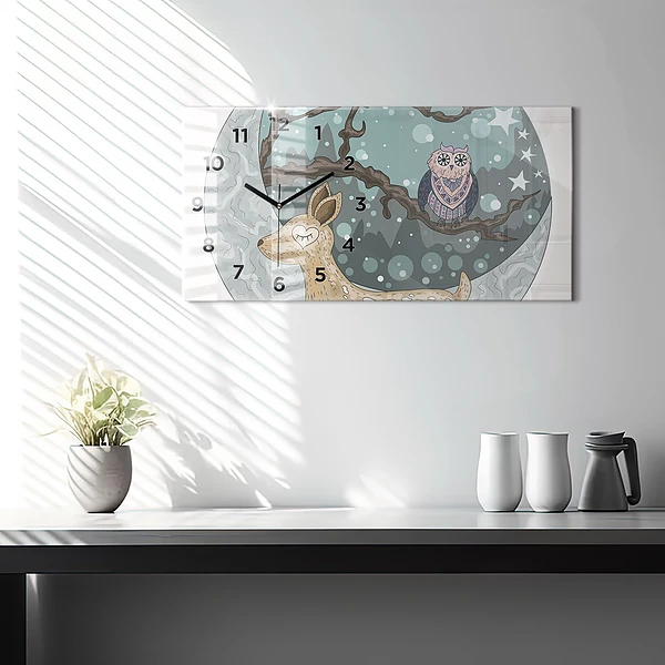 Horizontale Uhr Nächtliche Tiere Mond