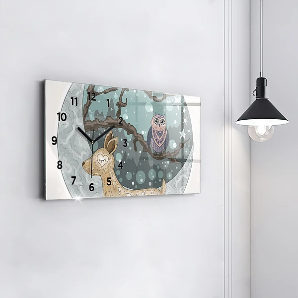 Horizontale Uhr Nächtliche Tiere Mond
