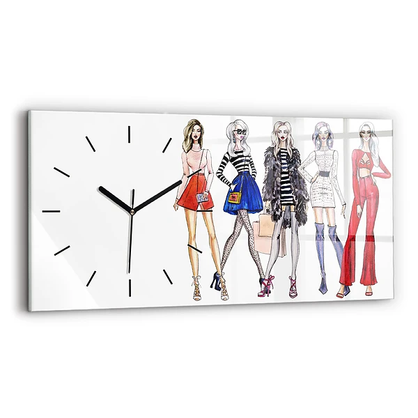 Horizontale Uhr mit motiv Modische Mädchen