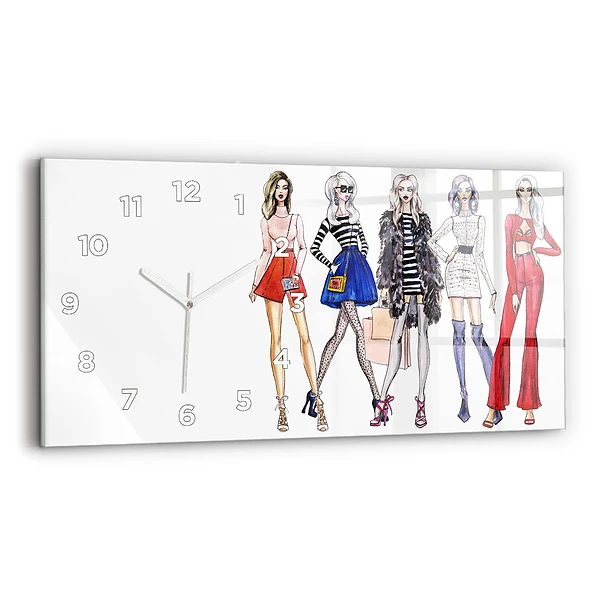 Horizontale Uhr mit motiv Modische Mädchen