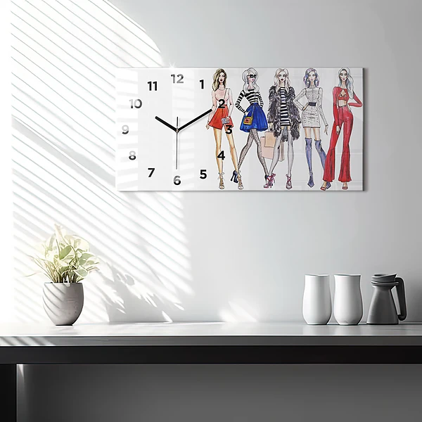 Horizontale Uhr mit motiv Modische Mädchen
