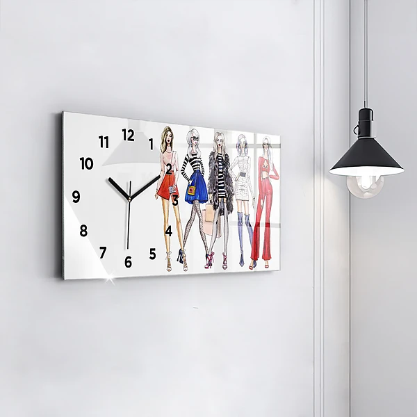 Horizontale Uhr mit motiv Modische Mädchen