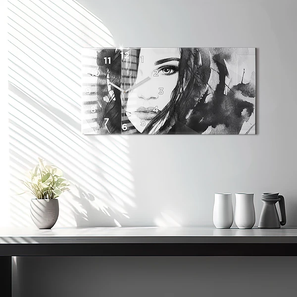 Horizontale Uhr mit motiv Porträt einer Frau Aquarell