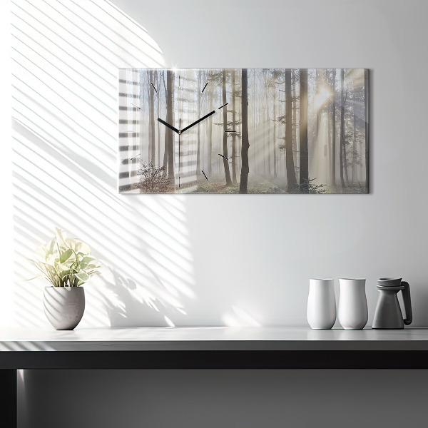 Horizontale Uhr Wald im Nebel