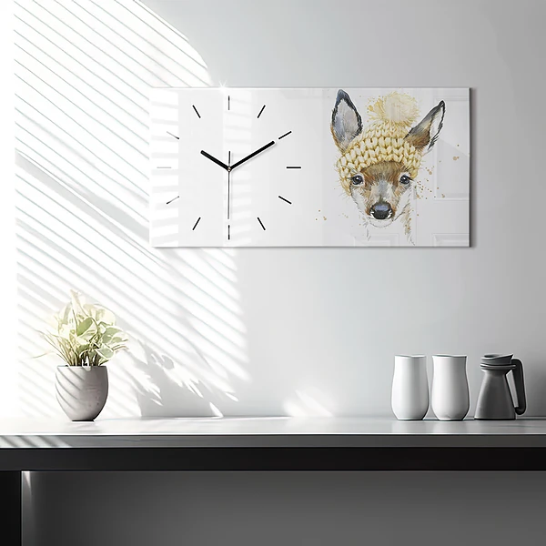 Horizontale Uhr mit motiv Hirsche