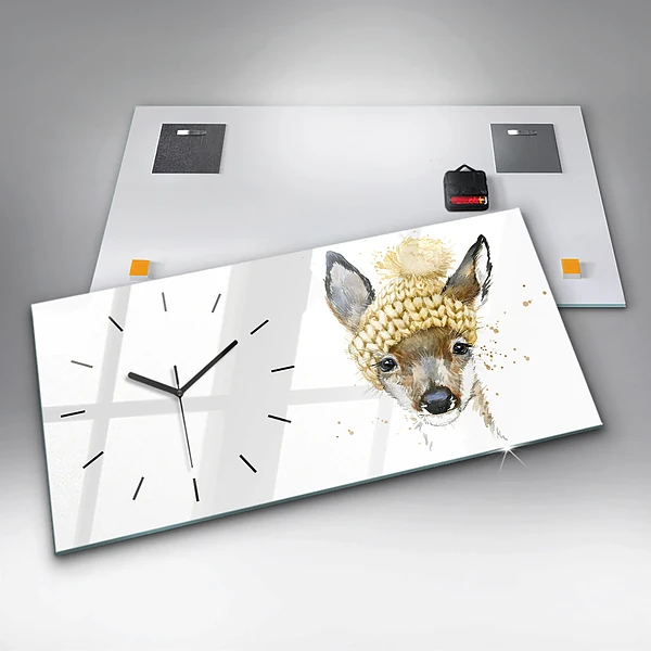 Horizontale Uhr mit motiv Hirsche