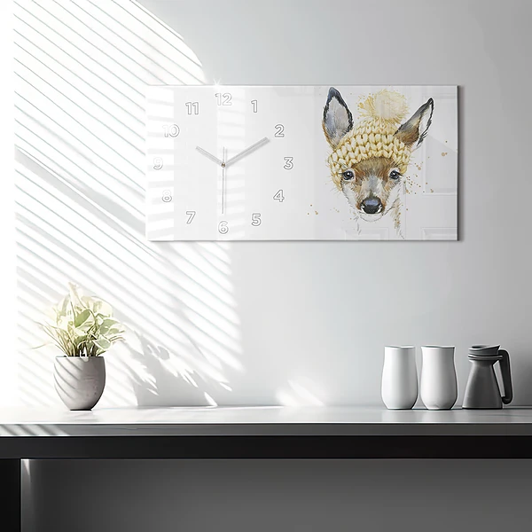 Horizontale Uhr mit motiv Hirsche