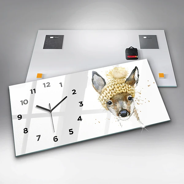 Horizontale Uhr mit motiv Hirsche