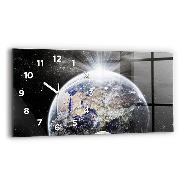 Horizontale Uhr Die Erde der Mond die Sonne