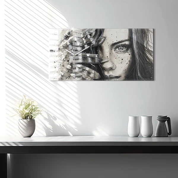 Horizontale Uhr mit motiv Gemaltes Porträt