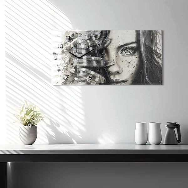 Horizontale Uhr mit motiv Gemaltes Porträt
