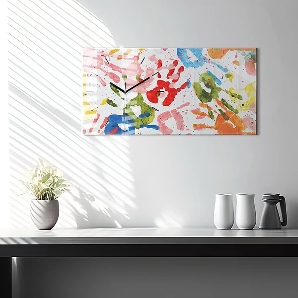 Horizontale Uhr mit motiv Handabdrücke von Kindern