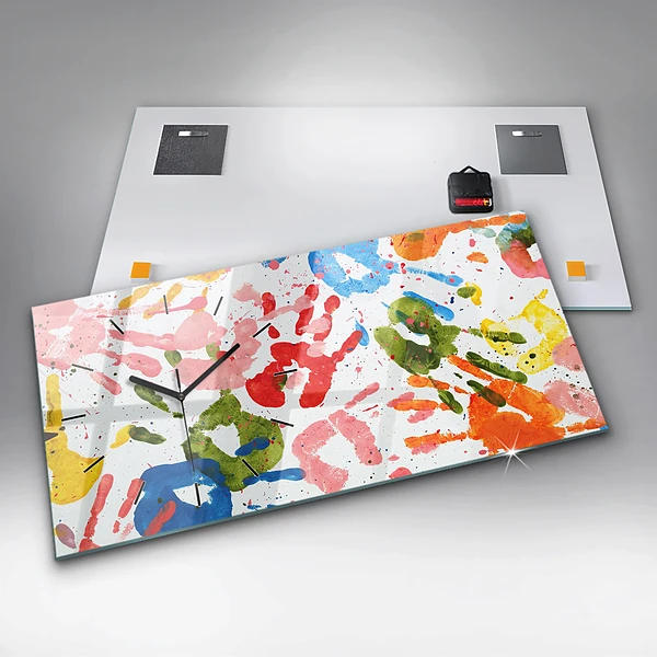Horizontale Uhr mit motiv Handabdrücke von Kindern
