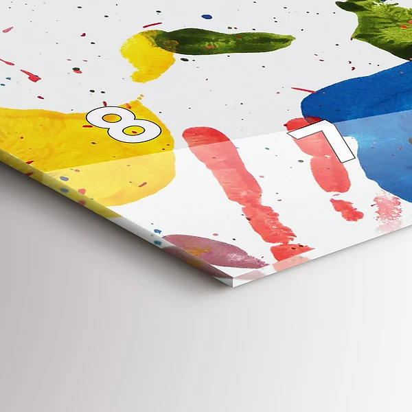 Horizontale Uhr mit motiv Handabdrücke von Kindern