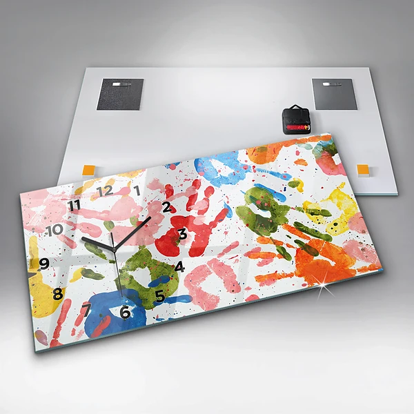 Horizontale Uhr mit motiv Handabdrücke von Kindern
