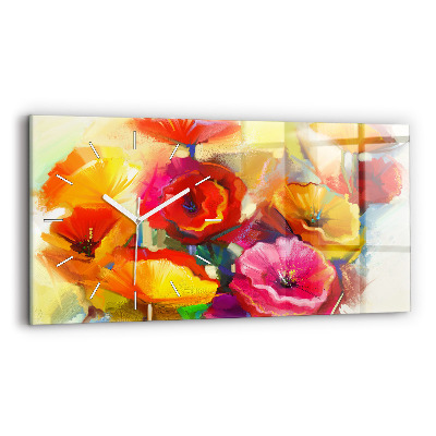 Horizontale Uhr Bunte Mohnblumen