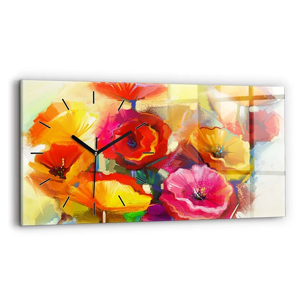 Horizontale Uhr Bunte Mohnblumen