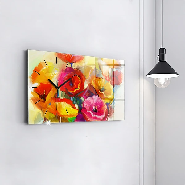 Horizontale Uhr Bunte Mohnblumen