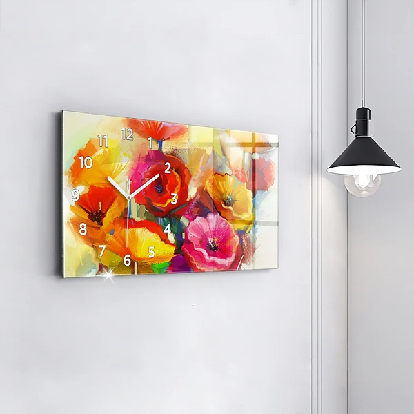 Horizontale Uhr Bunte Mohnblumen