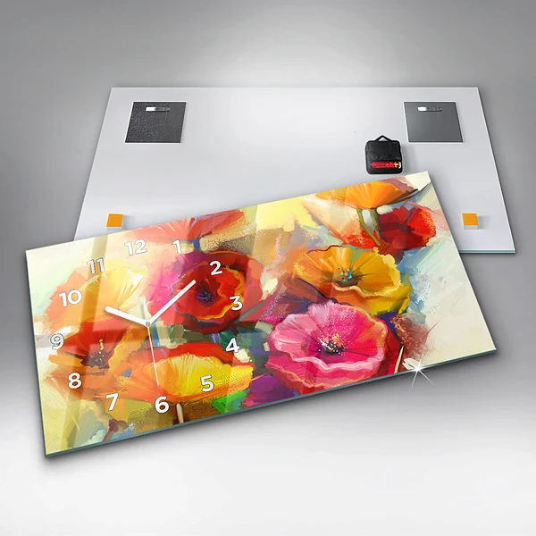 Horizontale Uhr Bunte Mohnblumen