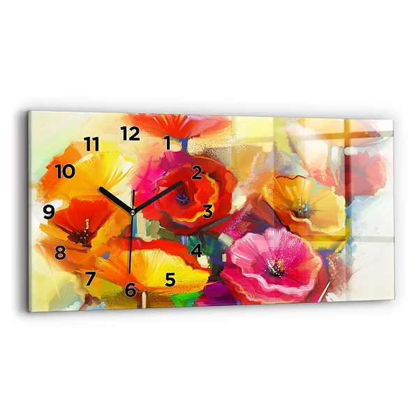 Horizontale Uhr Bunte Mohnblumen