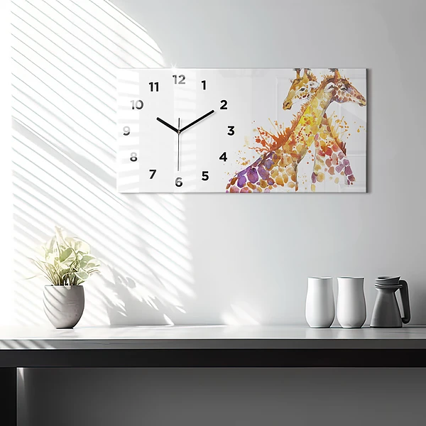 Horizontale Uhr mit motiv Giraffe Aquarell