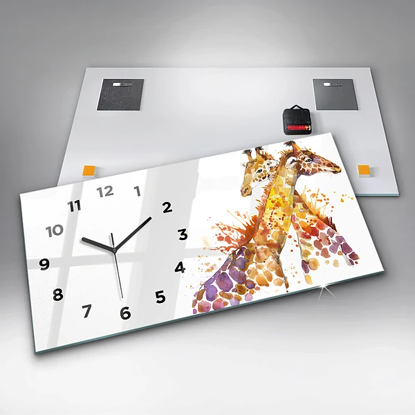 Horizontale Uhr mit motiv Giraffe Aquarell
