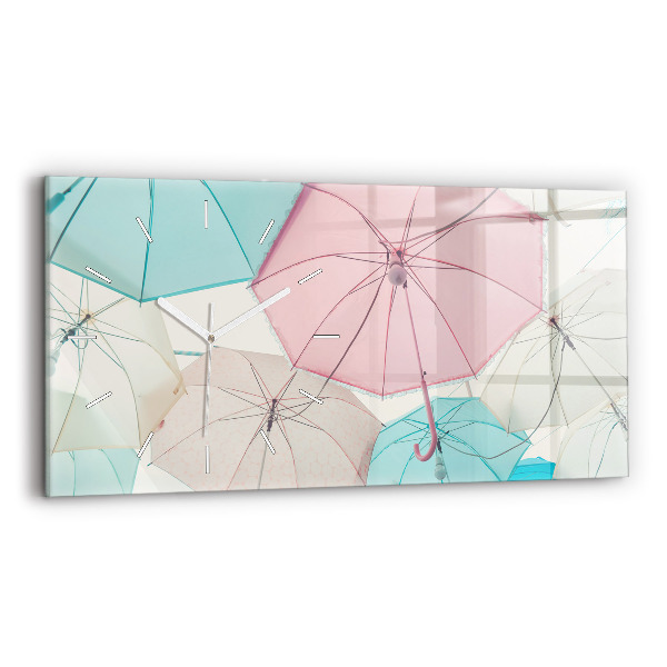 Horizontale Uhr mit motiv Pastell Regenschirme