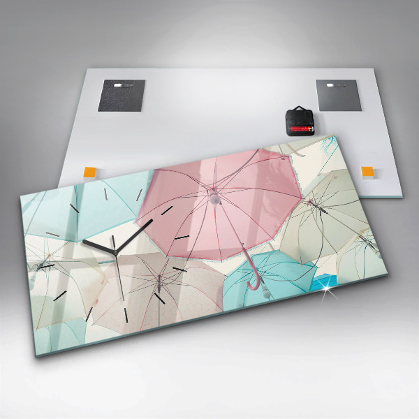 Horizontale Uhr mit motiv Pastell Regenschirme